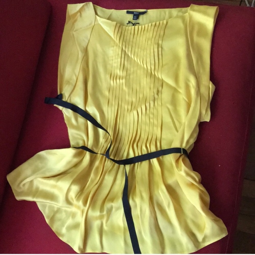 Hugo boss black label silk pleated top NWT $450